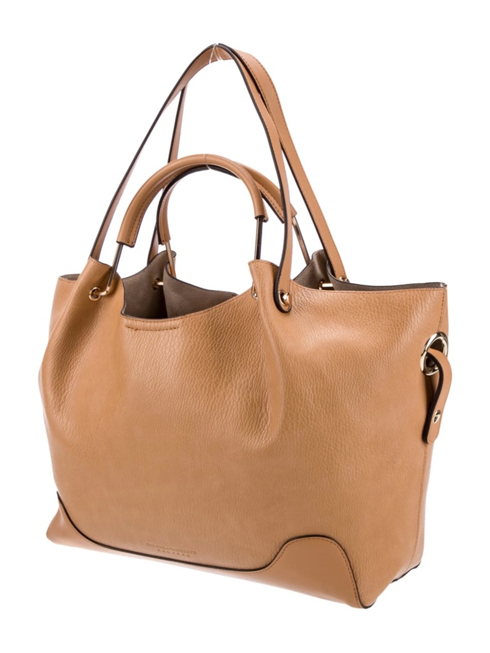 SONDRA ROBERTS Classic Tan and Gold Leather Tote Hand Bag Large Purse